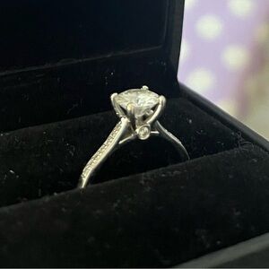 7mm moissanite and 14k white gold solitaire - size 8.5